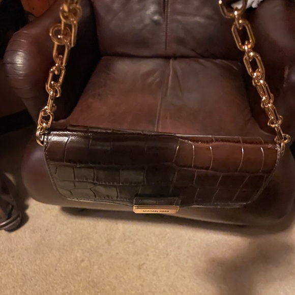 Michael Kors Dark Brown Croc-Embossed Crossbody - Picture 3 of 8